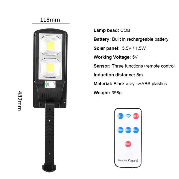 Solar COB52, Solární světlo s PIR čidlem pohybu 2x LED COB