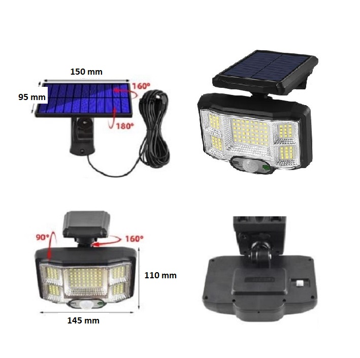 Solar 66 Solární světlo s PIR čidlem pohybu 66 LED diod