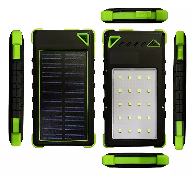Speed S1010 Solární Powerbank 8000 mAh, černá, s LED lampou