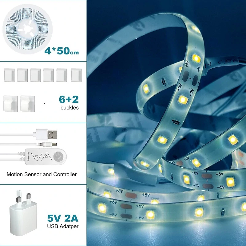 Lighting TV2/4M LED pásek USB 2 metry IP65 pohybový senzor čistá bílá