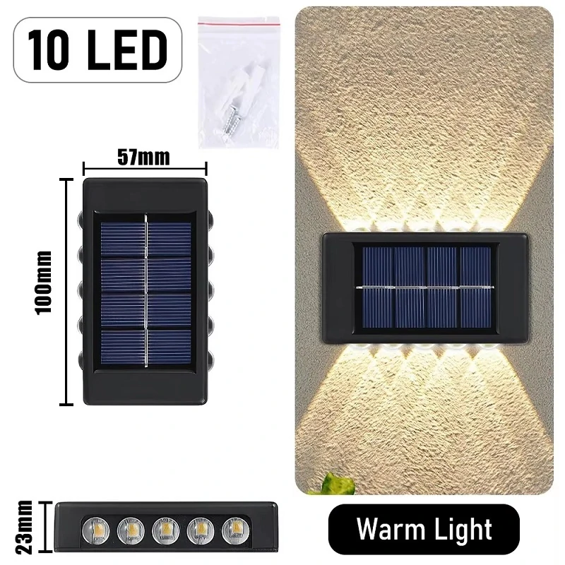 Solar SN-10 Solární nástěnné světlo 10x LED Teplá bílá set 2 kusů
