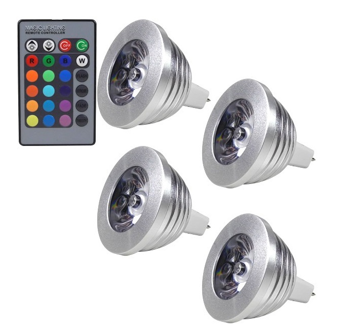 LED MR16 12V - 3W RGB color 3 kusy