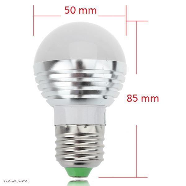 RGB LED Žárovka 3W kulatá E27 - 3 kusy