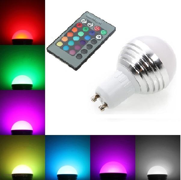 RGB LED Žárovka 3W kulatá GU10