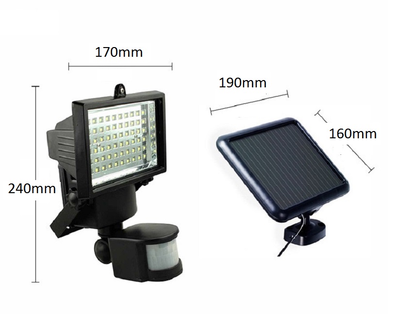 SL120  Solární reflektor 120x LED s PIR čidlem