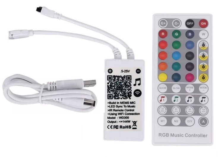 Wifi music IR ovladač pro led pásky USB