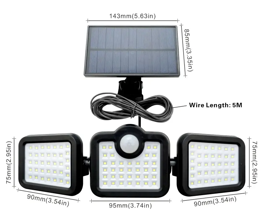 Solar 108 Solární LED světlo s PIR čidlem pohybu 108x LED