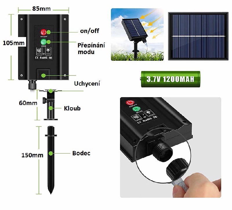 Lighting SN3552 Solární LED pásek teplá bílá 5metrů/280diod