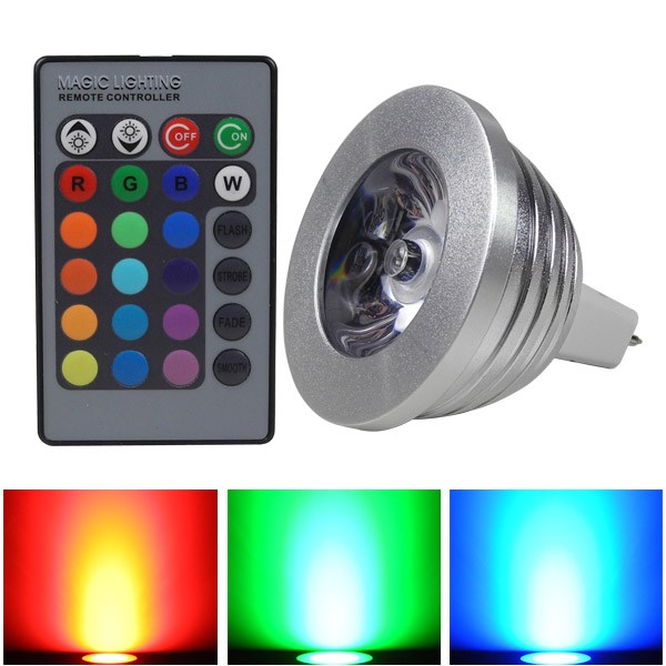 LED MR16 12V - 3W RGB color 3 kusy