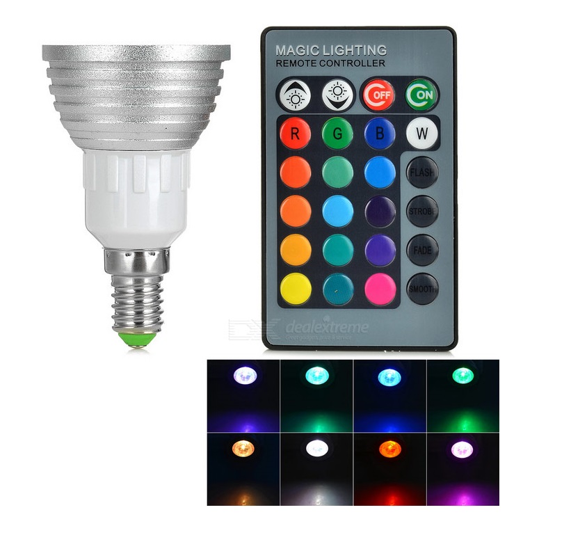 RGB LED žárovka E14 3W color set 3 kusy