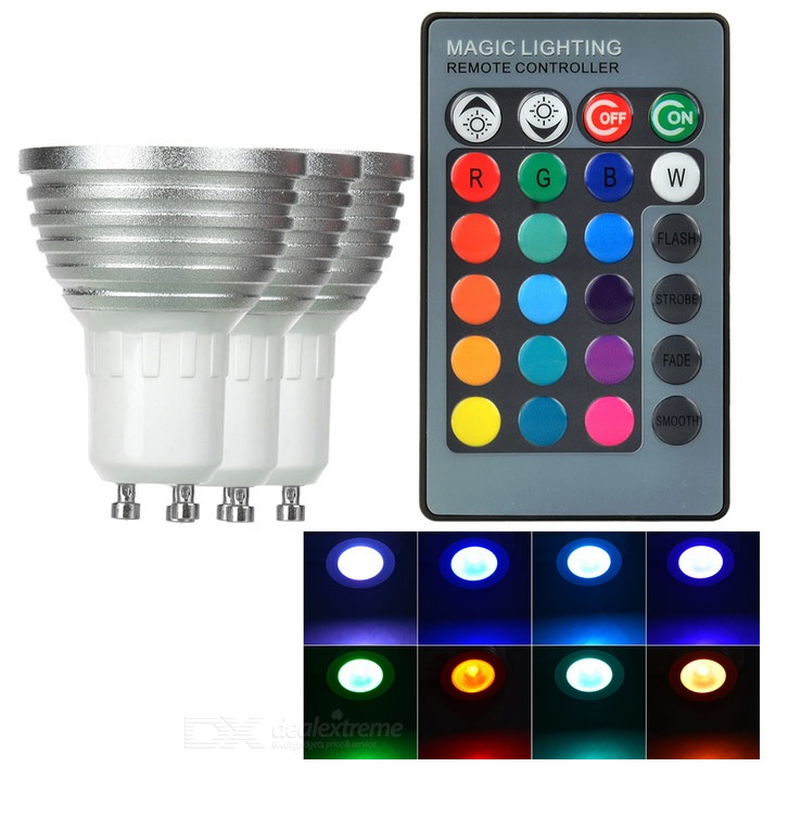 RGB LED žárovka GU10 3W color set 3 kusy