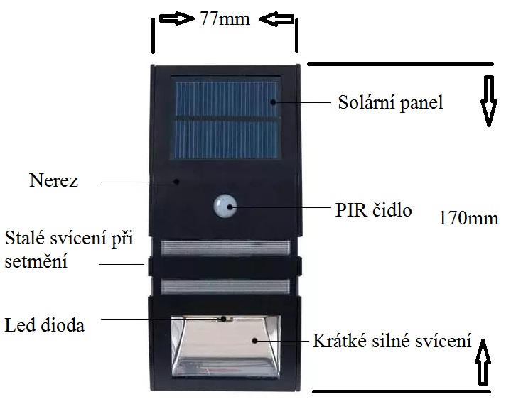 SOLAR Solární světlo s PIR čidlem 685 teplá bílá