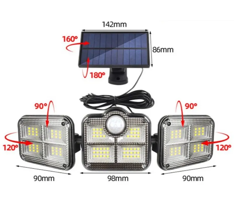 Solar SN122P Solární LED světlo s PIR čidlem 122x LED