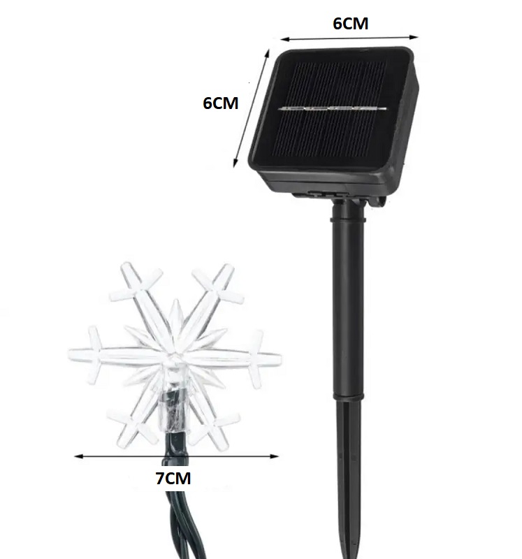 Solar V/51 Solární vánoční řetěz čistá bílá, 30LED vločka/6,5Metrů