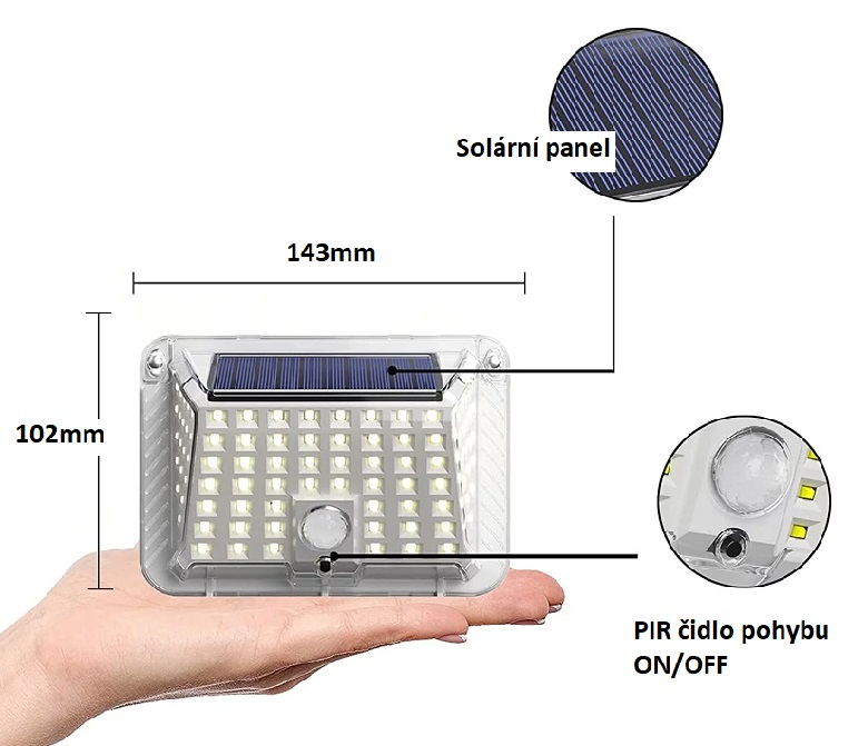 Svítidlo solární TRIXLINE TR-036R PIR