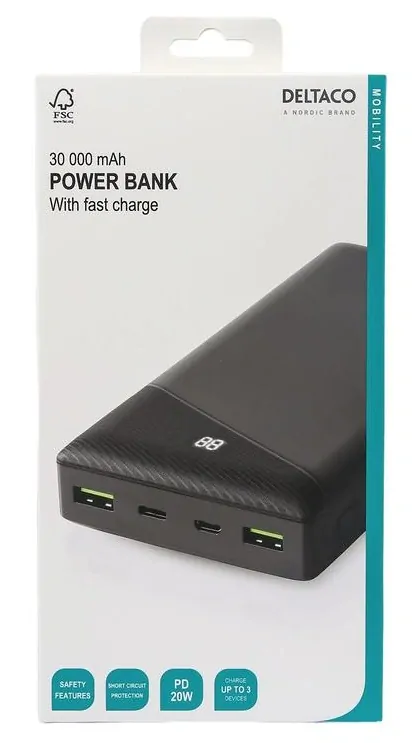 Powerbanka 30000mAh s LED displejem