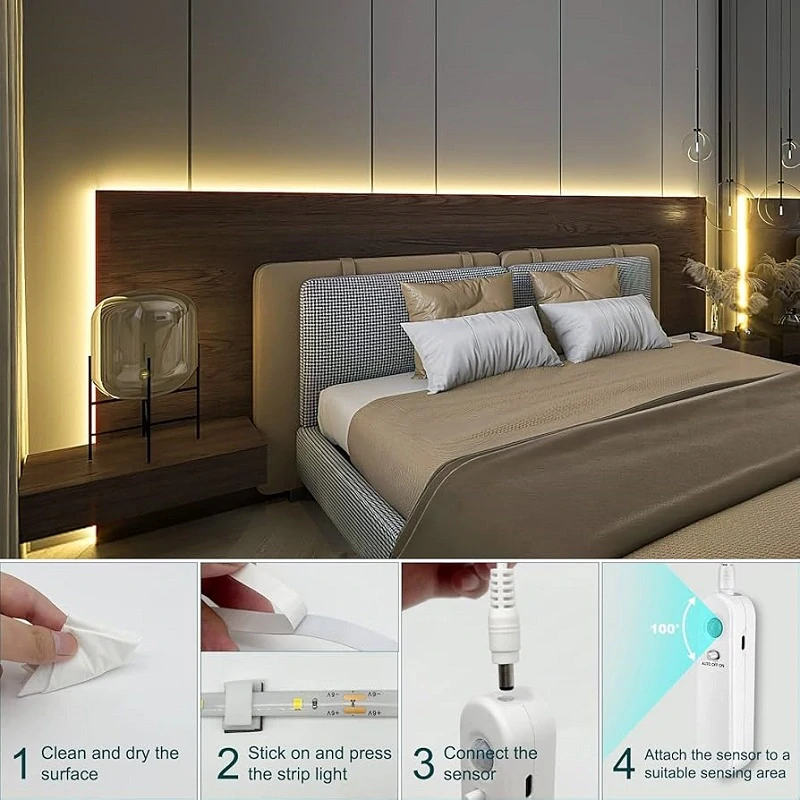 B2/2M LED pásek pohybový senzor teplá bílá baterie 2 metry