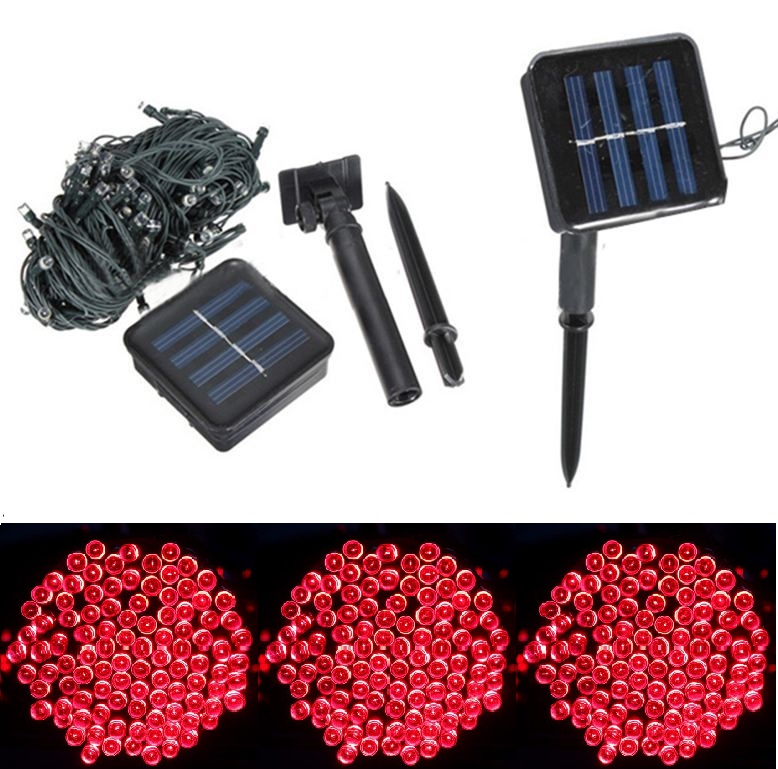 Solar 105/12 Solární vánoční řetěz - červená, 100LED/12Metrů