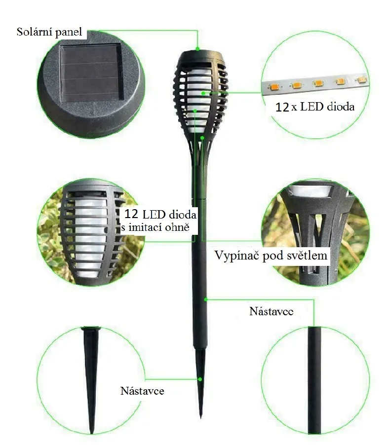 SOLAR Z30/2 Solární lampa zápich set 4 kusů