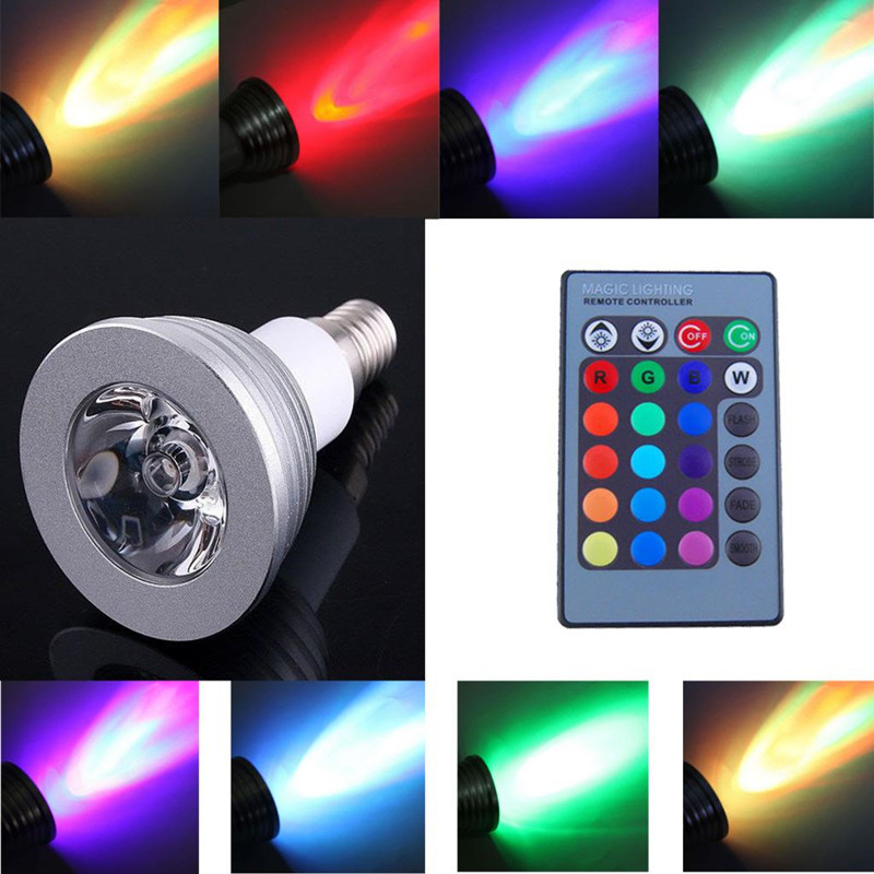 RGB LED žárovka E14 3W color