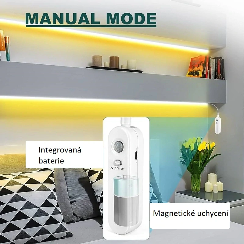 B2/2M LED pásek pohybový senzor teplá bílá baterie 2 metry