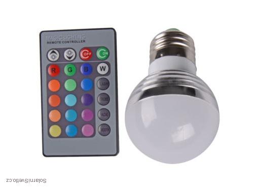 RGB LED Žárovka 3W kulatá E27 - 3 kusy