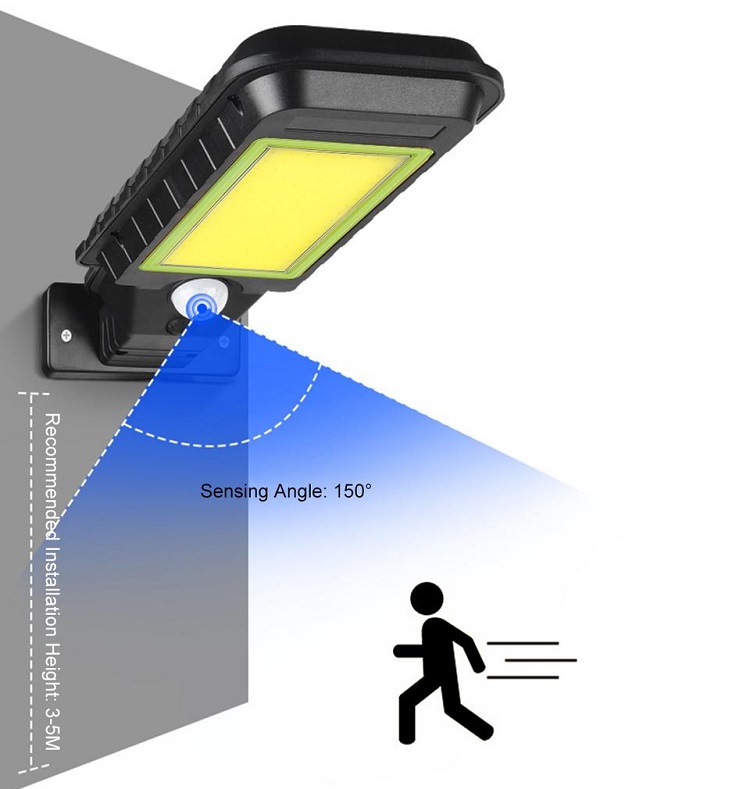 Solar COB128/2 Solární světlo s PIR čidlem pohybu 128LED set 2 kusy