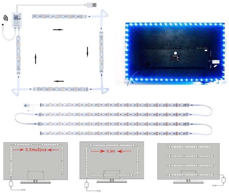 Lighting MW4x0,5 USB TV LED pásek RGB 2 metry Wifi