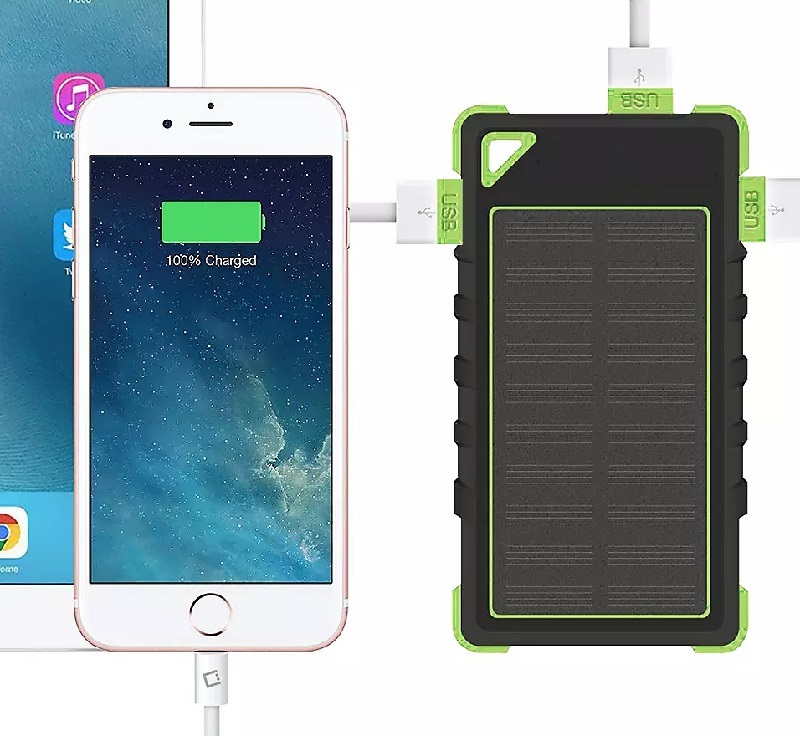 Speed S1010 Solární Powerbank 8000 mAh, černá, s LED lampou