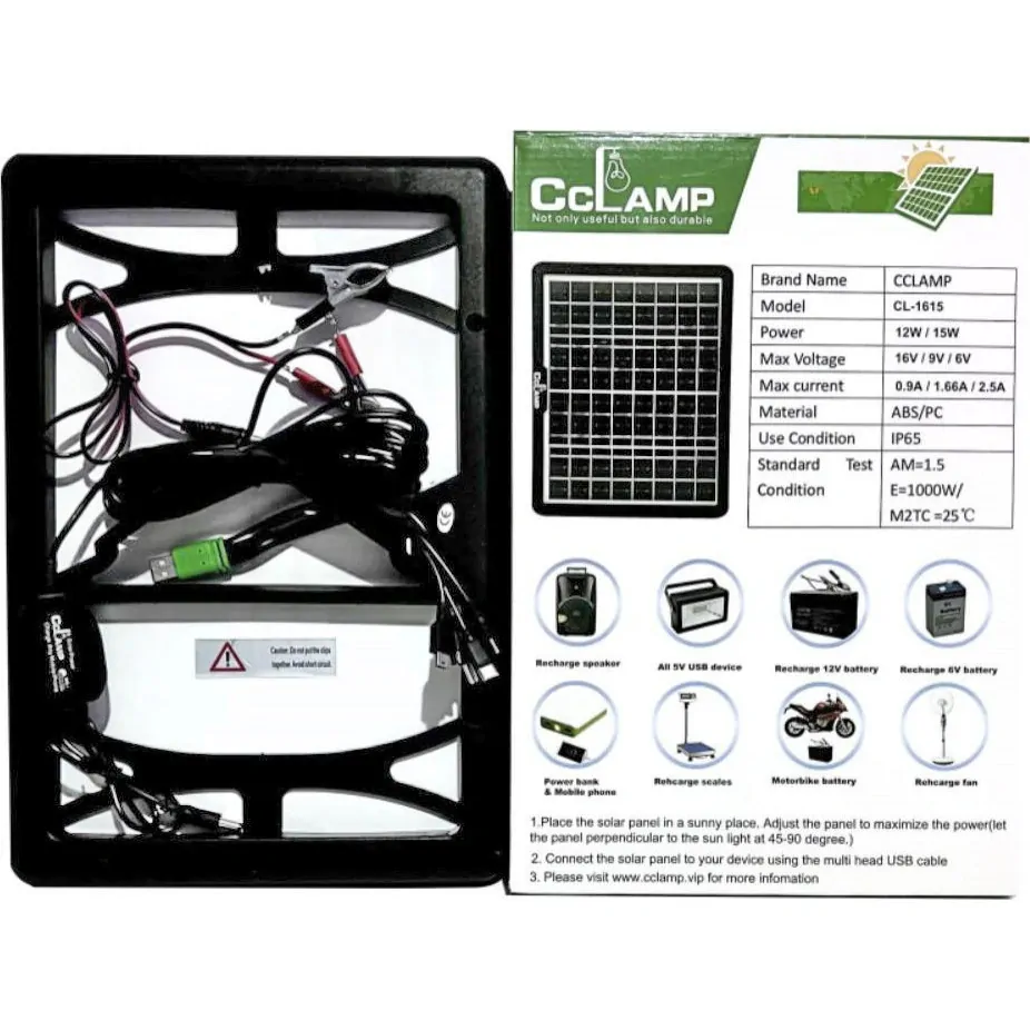 Solar-15W/12V Fotovoltaický solární panel USB