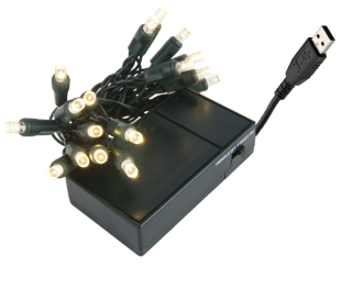 USB/601 Světelný řetěz baterie s USB 6 metrů čistá bílá